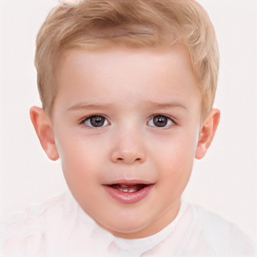 Joyful white child male with short  brown hair and brown eyes