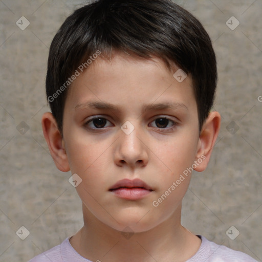 Neutral white child male with short  brown hair and brown eyes