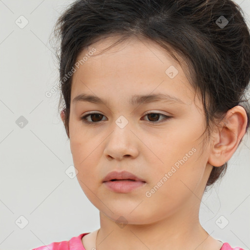 Neutral white child female with medium  brown hair and brown eyes