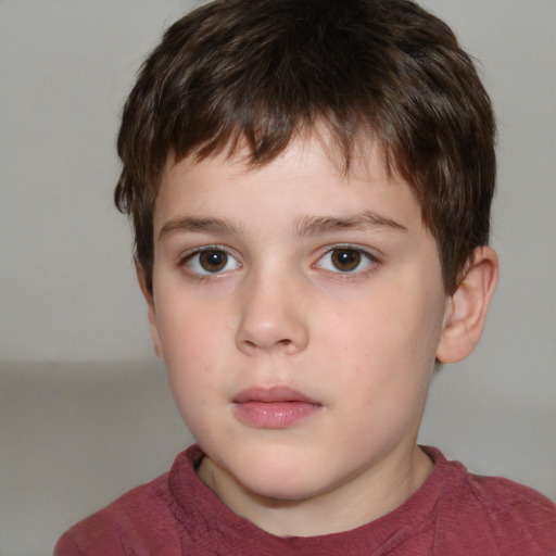 Neutral white child male with short  brown hair and brown eyes