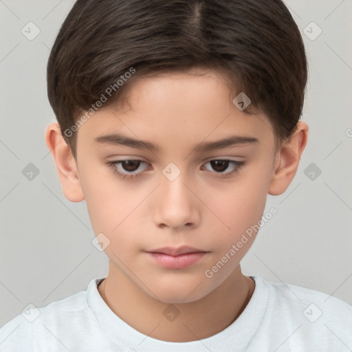 Neutral white child female with short  brown hair and brown eyes