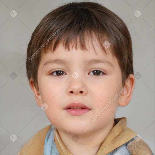 Neutral white child male with short  brown hair and brown eyes