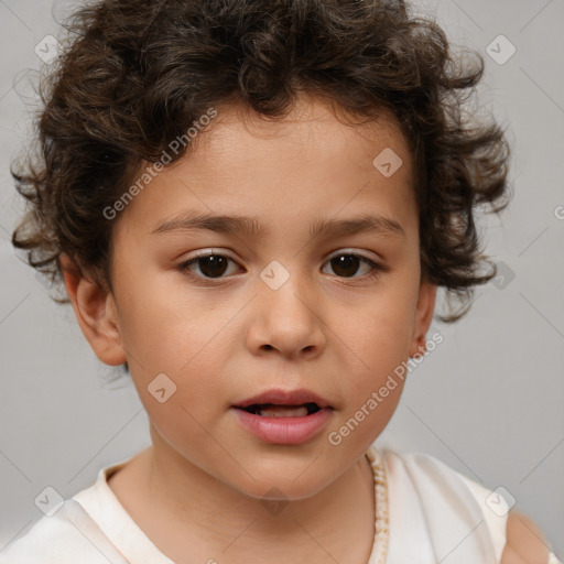 Neutral white child male with short  brown hair and brown eyes