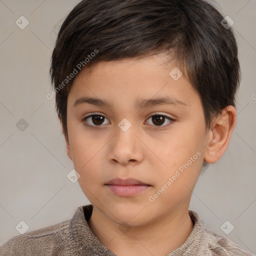 Neutral white child male with short  brown hair and brown eyes