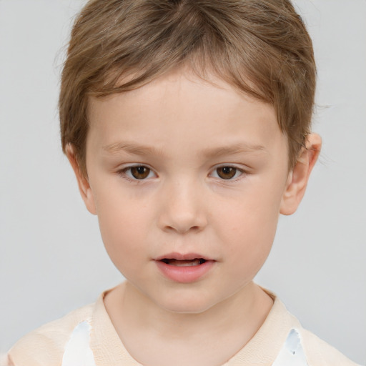 Neutral white child female with short  brown hair and brown eyes