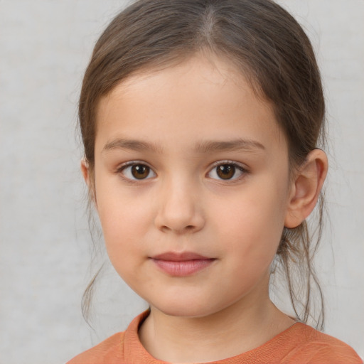 Neutral white child female with medium  brown hair and brown eyes