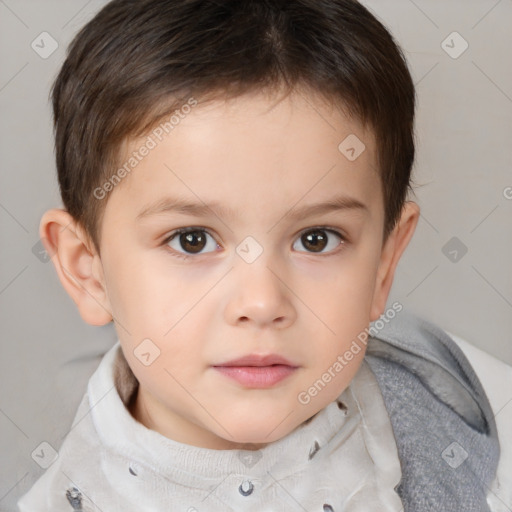 Neutral white child female with short  brown hair and brown eyes