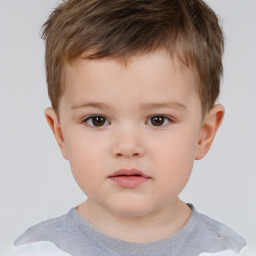 Neutral white child male with short  brown hair and brown eyes