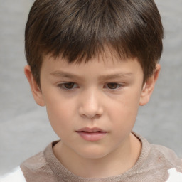 Neutral white child male with short  brown hair and brown eyes