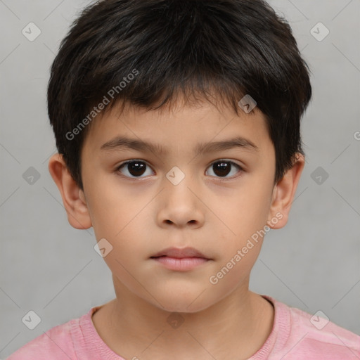 Neutral white child male with short  brown hair and brown eyes