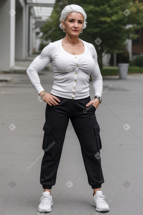 Albanian middle-aged female with  white hair