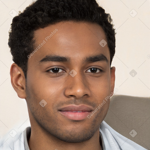 Neutral black young-adult male with short  brown hair and brown eyes