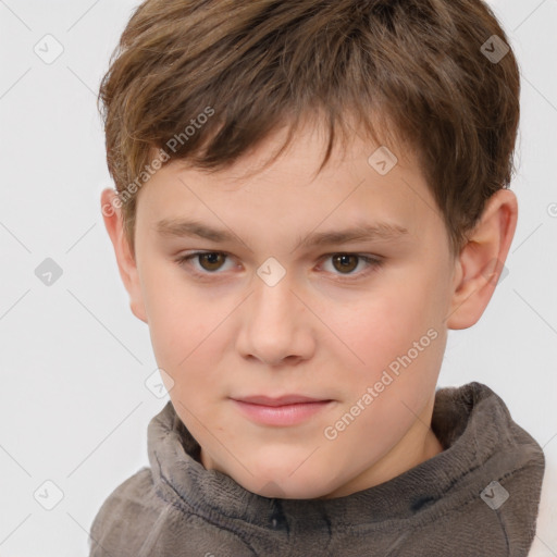 Neutral white child male with short  brown hair and brown eyes