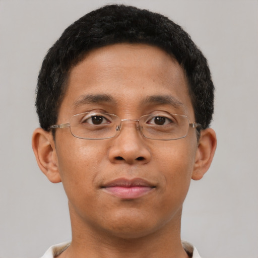 Neutral latino young-adult male with short  brown hair and brown eyes