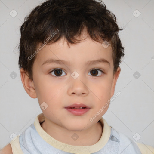 Neutral white child male with short  brown hair and brown eyes