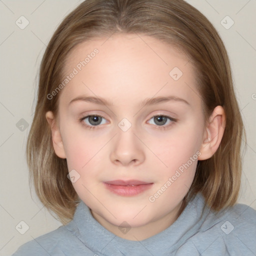 Neutral white child female with medium  brown hair and brown eyes