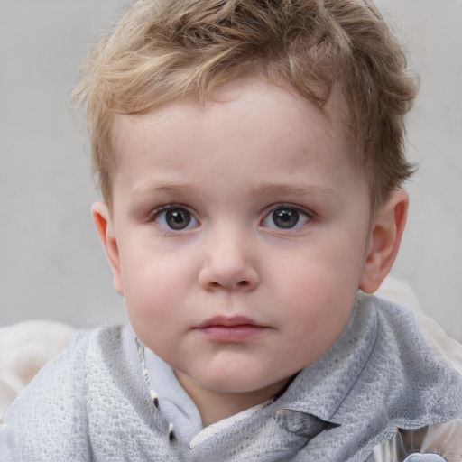 Neutral white child male with short  brown hair and blue eyes