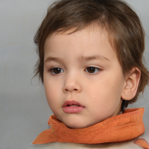 Neutral white child female with medium  brown hair and brown eyes