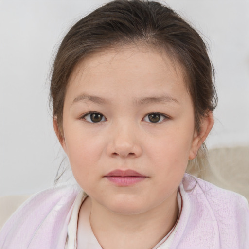 Neutral white child female with medium  brown hair and brown eyes