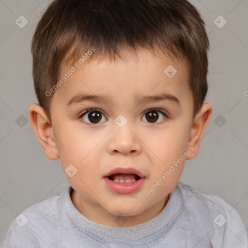 Neutral white child male with short  brown hair and brown eyes