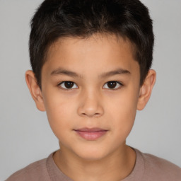 Neutral white child male with short  brown hair and brown eyes