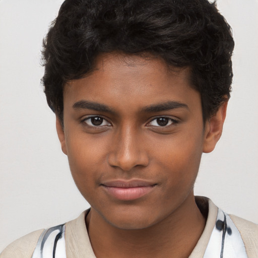 Neutral black young-adult male with short  brown hair and brown eyes