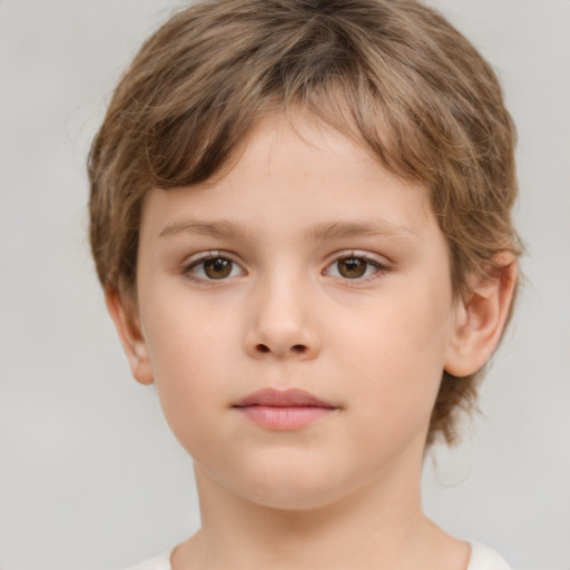 Neutral white child female with short  brown hair and brown eyes