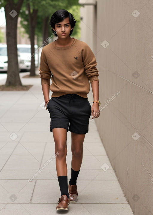 Teenager male with  black hair