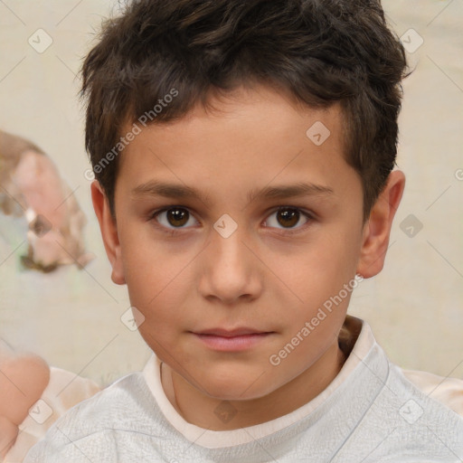 Neutral white child male with short  brown hair and brown eyes