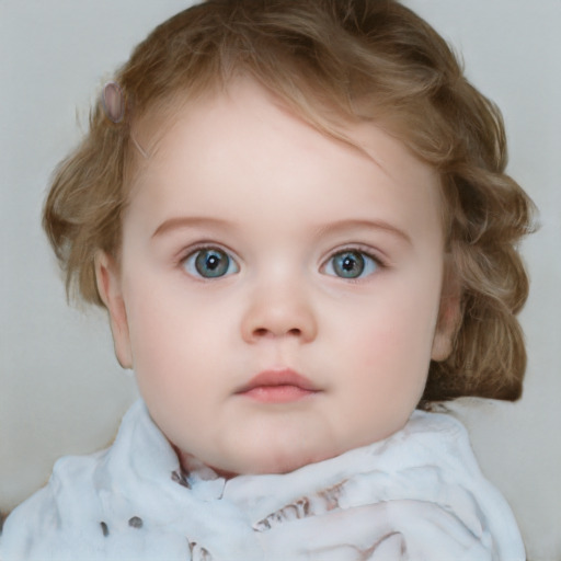 Neutral white child female with short  brown hair and blue eyes