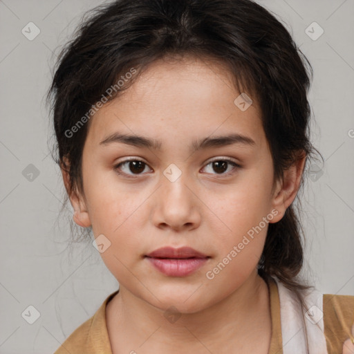 Neutral white child female with medium  brown hair and brown eyes