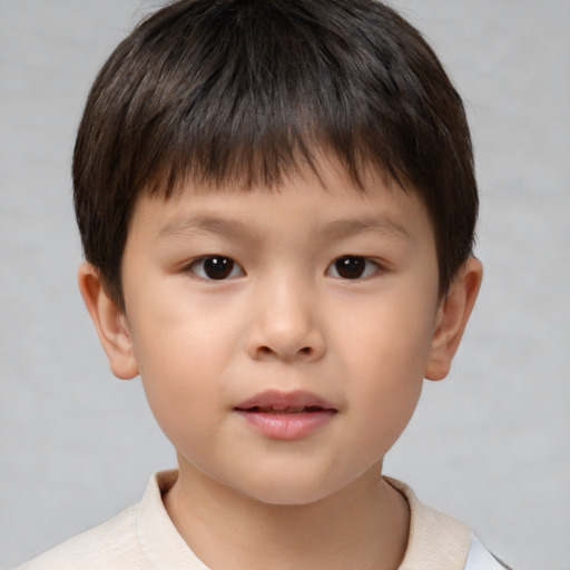 Neutral white child male with short  brown hair and brown eyes