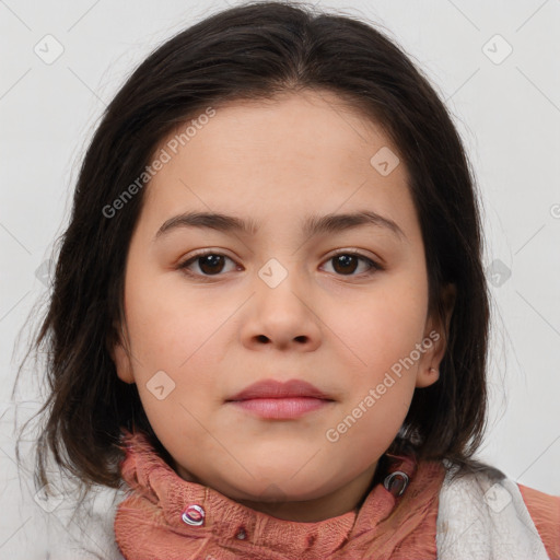 Neutral white child female with medium  brown hair and brown eyes