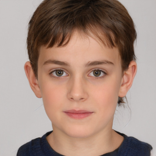 Neutral white child male with short  brown hair and brown eyes