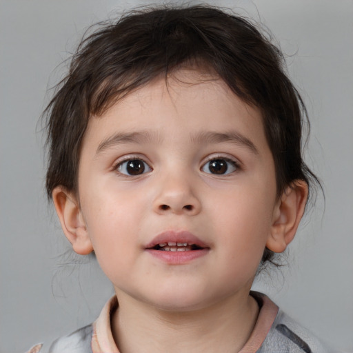 Neutral white child male with medium  brown hair and brown eyes