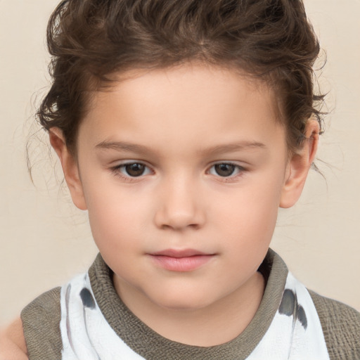 Neutral white child female with short  brown hair and brown eyes