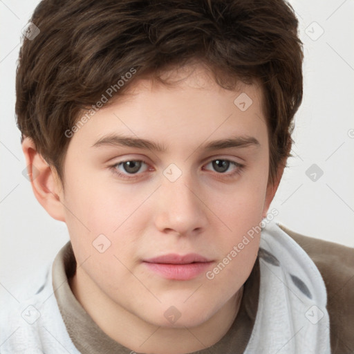 Neutral white child male with short  brown hair and brown eyes