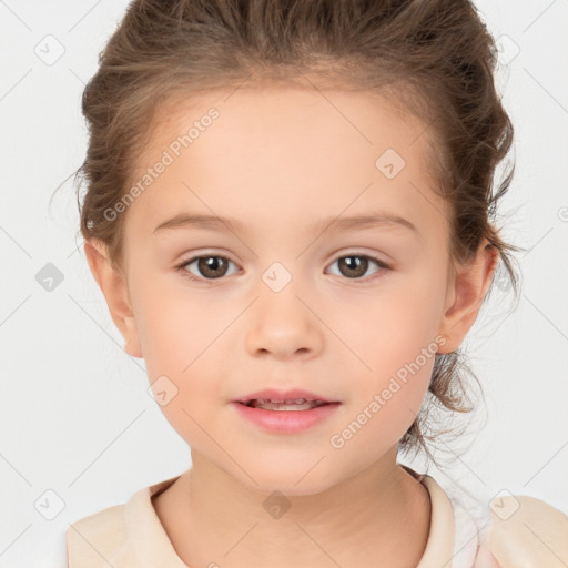 Neutral white child female with medium  brown hair and brown eyes