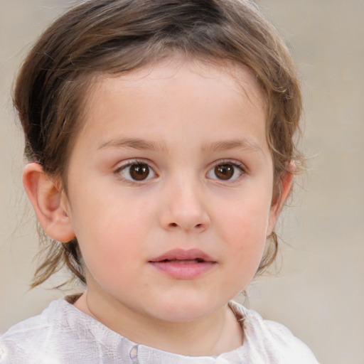 Neutral white child female with medium  brown hair and brown eyes