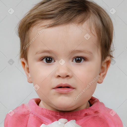 Neutral white child male with short  brown hair and brown eyes