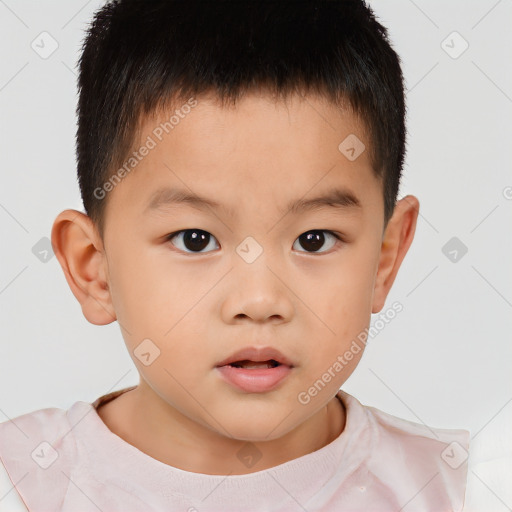 Neutral white child male with short  brown hair and brown eyes