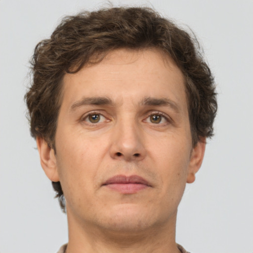 Neutral white adult male with short  brown hair and brown eyes