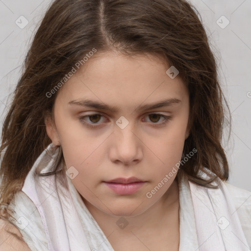 Neutral white child female with medium  brown hair and brown eyes