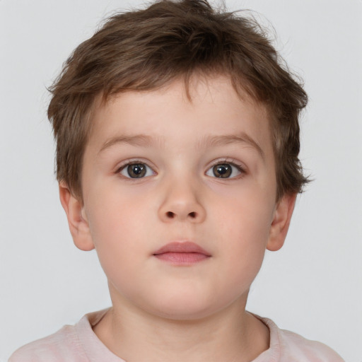 Neutral white child male with short  brown hair and brown eyes