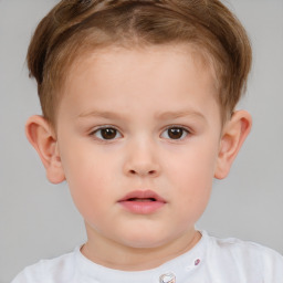 Neutral white child female with short  brown hair and brown eyes