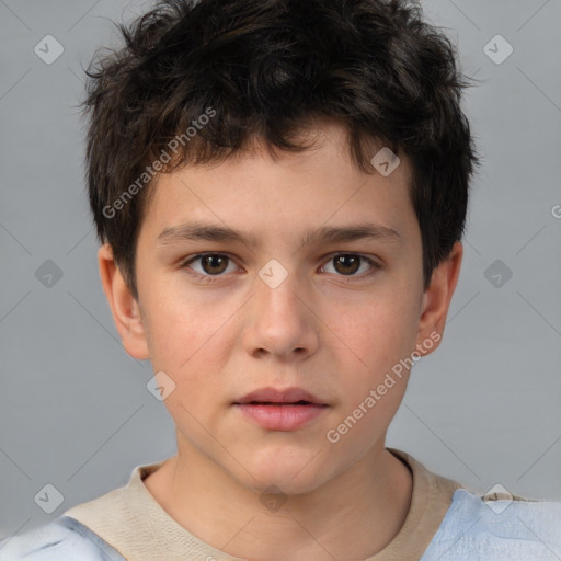 Neutral white child male with short  brown hair and brown eyes