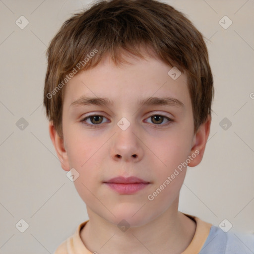 Neutral white child male with short  brown hair and brown eyes