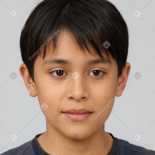 Neutral white child male with short  brown hair and brown eyes