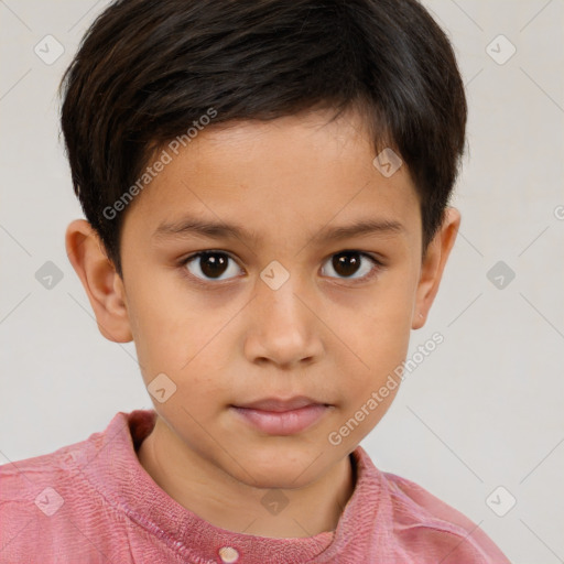 Neutral white child male with short  brown hair and brown eyes