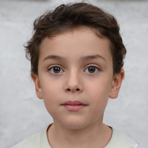 Neutral white child female with short  brown hair and brown eyes